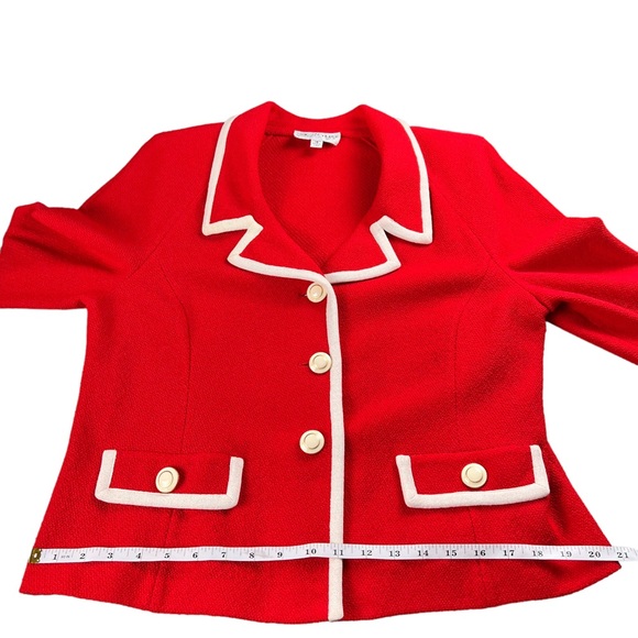 St. John Collection Red Santana Knit Button Front Blazer 
Jacket Pants Suit - Picture 7 of 17